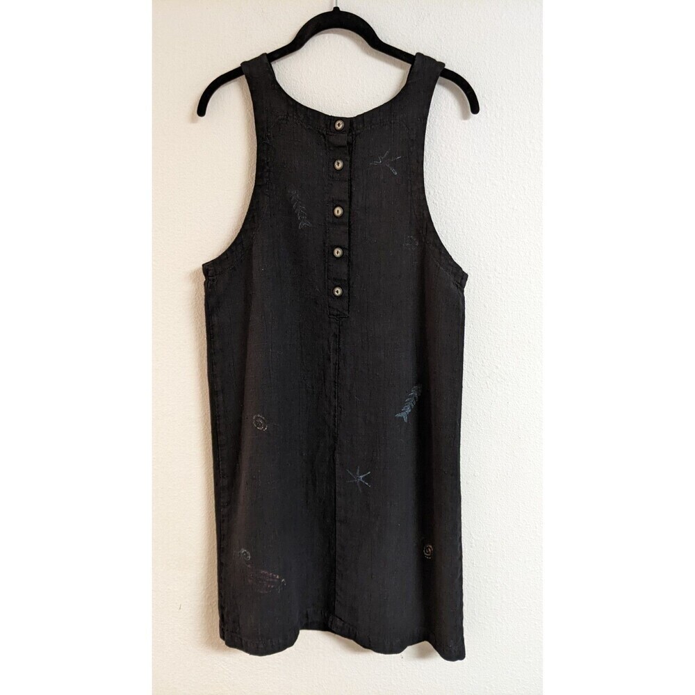 Women's Black Linen Sleeveless Mermaid Ocean Theme Casual Dress S/M - Picture 6 of 9